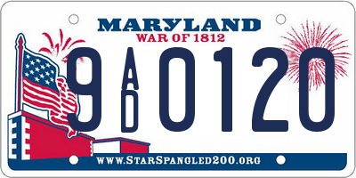 MD license plate 9AD0120