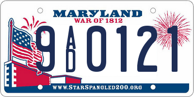 MD license plate 9AD0121