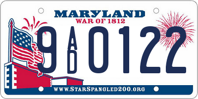 MD license plate 9AD0122