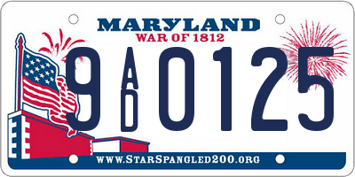 MD license plate 9AD0125