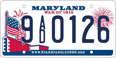 MD license plate 9AD0126