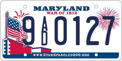 MD license plate 9AD0127