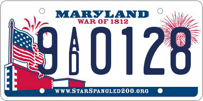 MD license plate 9AD0128