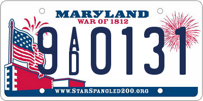 MD license plate 9AD0131