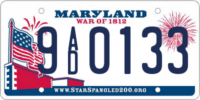 MD license plate 9AD0133