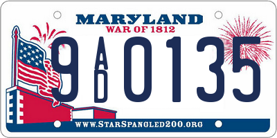 MD license plate 9AD0135
