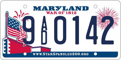 MD license plate 9AD0142
