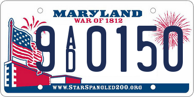 MD license plate 9AD0150