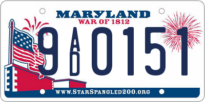 MD license plate 9AD0151