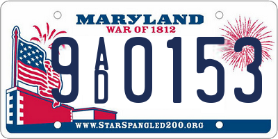 MD license plate 9AD0153