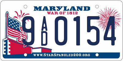 MD license plate 9AD0154