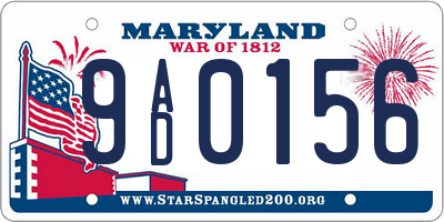 MD license plate 9AD0156
