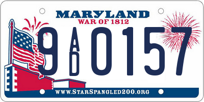 MD license plate 9AD0157