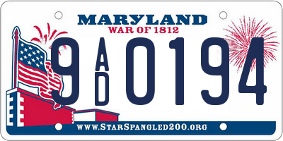 MD license plate 9AD0194