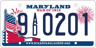 MD license plate 9AD0201