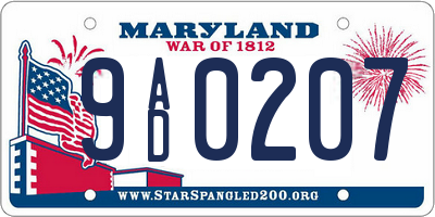 MD license plate 9AD0207