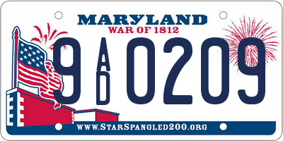 MD license plate 9AD0209