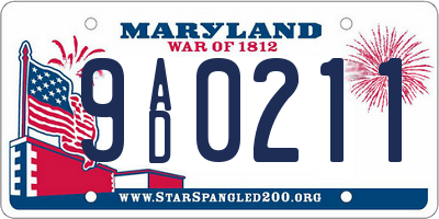 MD license plate 9AD0211