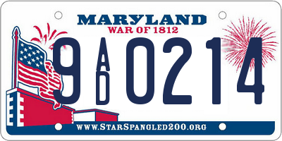 MD license plate 9AD0214