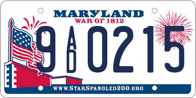 MD license plate 9AD0215