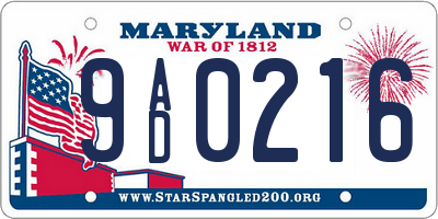 MD license plate 9AD0216