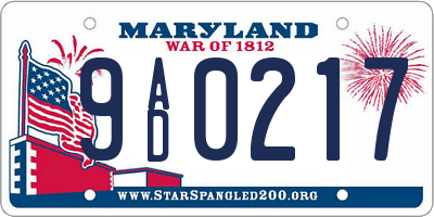 MD license plate 9AD0217