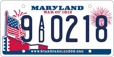 MD license plate 9AD0218