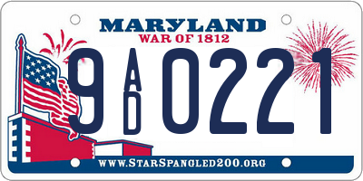 MD license plate 9AD0221