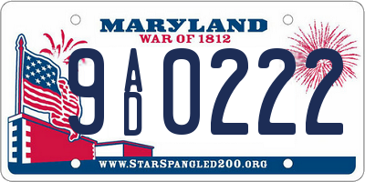 MD license plate 9AD0222