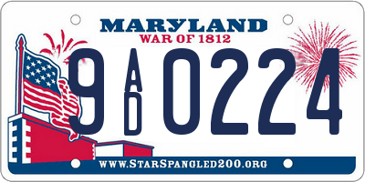 MD license plate 9AD0224