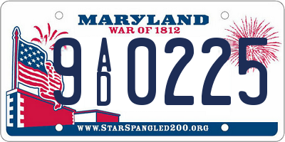 MD license plate 9AD0225