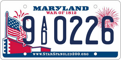 MD license plate 9AD0226