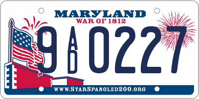MD license plate 9AD0227