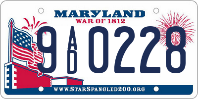 MD license plate 9AD0228