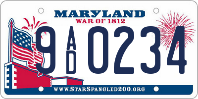 MD license plate 9AD0234