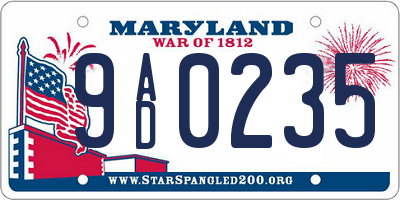 MD license plate 9AD0235
