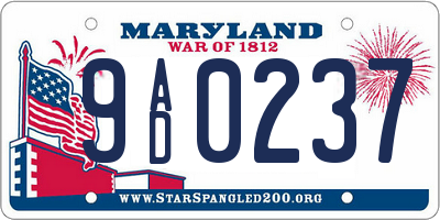 MD license plate 9AD0237