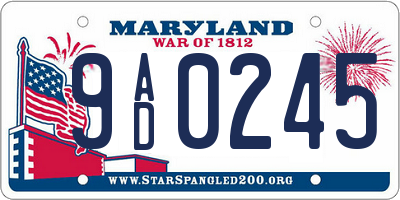 MD license plate 9AD0245