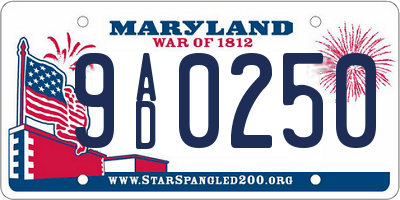 MD license plate 9AD0250