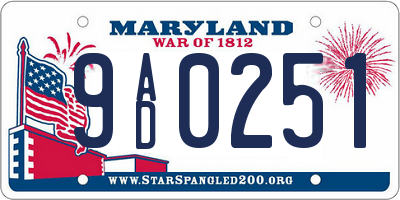 MD license plate 9AD0251