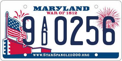 MD license plate 9AD0256