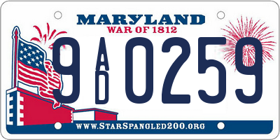 MD license plate 9AD0259