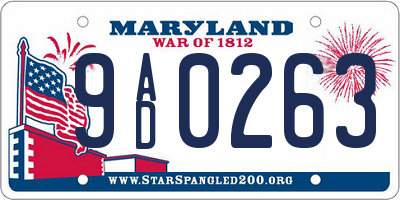 MD license plate 9AD0263