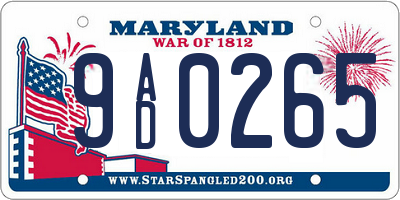 MD license plate 9AD0265