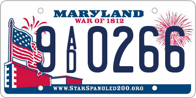 MD license plate 9AD0266