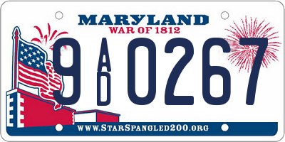 MD license plate 9AD0267