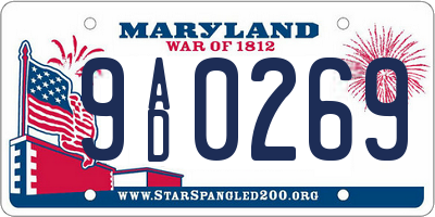 MD license plate 9AD0269
