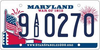 MD license plate 9AD0270