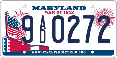 MD license plate 9AD0272