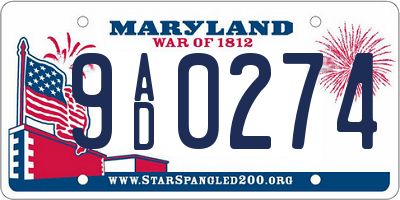 MD license plate 9AD0274